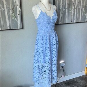 Astr Blue lace Sleeveless Midi Dress